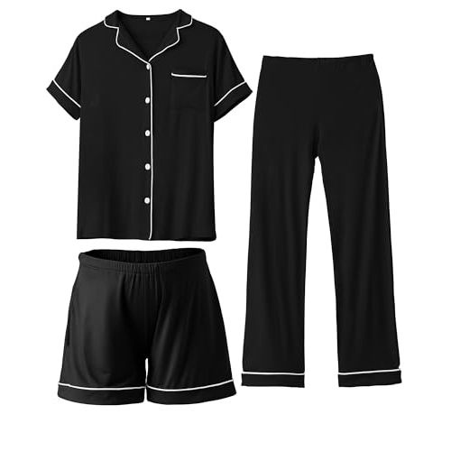 Rnxrbb 3 PCS Women Maternity Pajamas Set Nursing Postpartum Breastfeeding Pjs Sleepwear Lounger Clothes Button Down