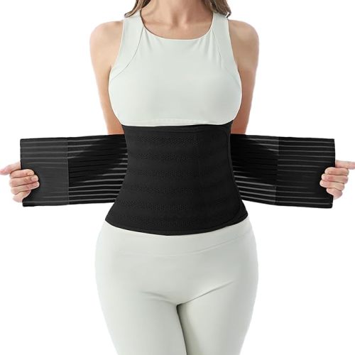 Postpartum Belly Band for Women: Abdominal Binder Post Surgery Compression Support Belt - Waist Trainer Girdle C Section Wrap