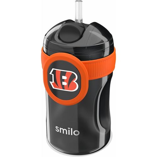 Smilo Straw Cup - Cincinnati Bengals Officially Licensed NFL Sippy Cup - Baby and Toddler Cup with Weighted Silicone Straw and 8.5 oz Capacity - BPA-Free