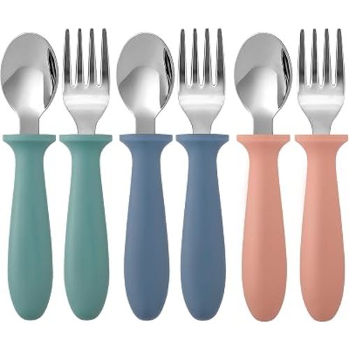 Toddler Utensils Set, 6-Piece Kids Fork and Spoon Set