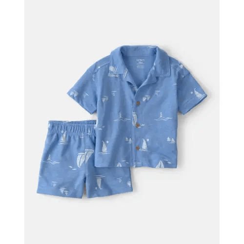 Baby Boy 2-Piece Sailboat Top & Short Set - Blue | Carter's