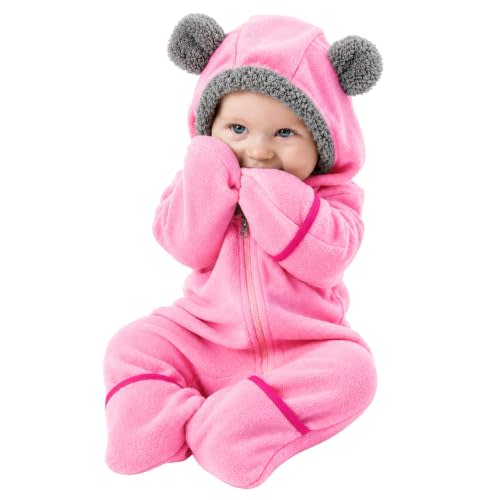 Cuddle Club Fleece Baby Bunting Bodysuit Hoodie, Newborn - 5T | Infant Romper Hooded Sweater Outfit, Car Seat Friendly, Convertible Mittens & Booties, Warm Jacket, Winter Suit Clothes