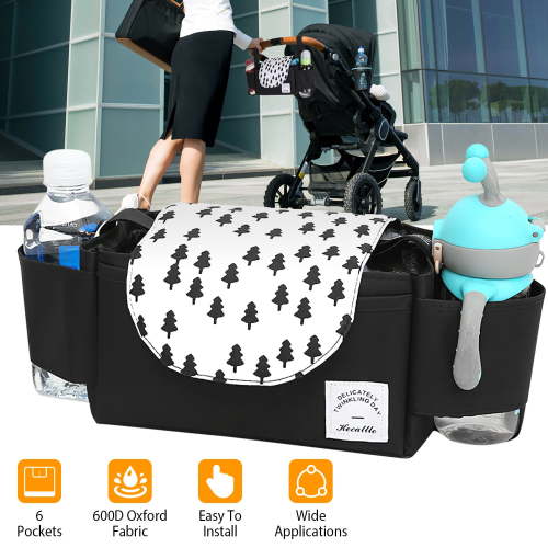 Adjustable Stroller Organizer/Caddy, iNova 6 Pockets Baby Trolley Bag with Cup Holder and Diaper Bag,Baby Stroller Hanging Bag for Paper Tissue Diaper Snacks Baby Cream