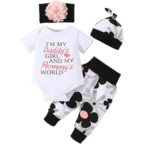 Yvowming Newborn Baby Girl Clothes Infant Baby Ruffle Romper +Pants + Headband 3 PCS Outfits Set
