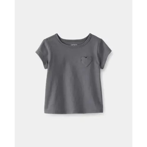 Baby Girl Heart Pocket Top - Grey | Carter's