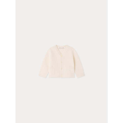 Baby V-neck cashmere cardigan in milk-white