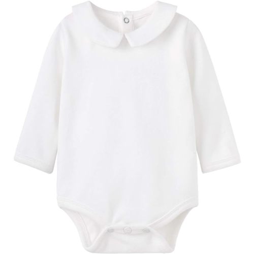 pureborn Baby Boys Girls Bodysuit Super Soft Cotton Romper 0-24 Months - Solid White - 3-6 Months