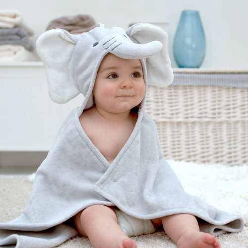 Personalised Elephant Hooded Towel – Embroidered Baby Bath Towel – Baby Shower Gift