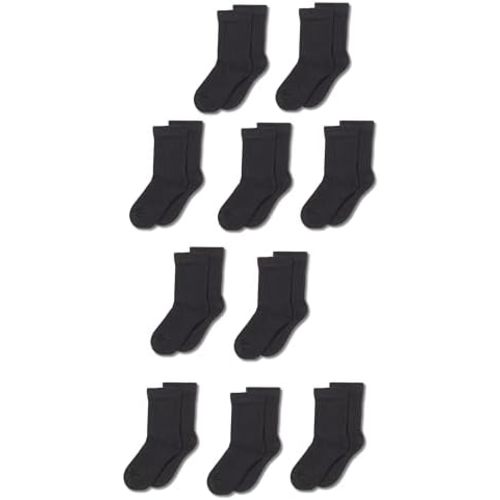 Amazon Essentials Unisex Kids and Toddlers' Cotton Crew Socks, 10 Pairs
