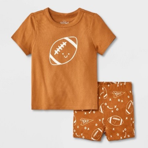 Baby 2pc Tiny Tailgator T-Shirt and Bloomer Set - Cat & Jack™ Brown Newborn