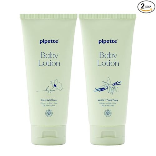 Pipette Baby Lotion Scented Discovery Duo, Pack of 2, Includes Sweet Wildflower and Vanilla + Ylang Ylang Scents, Baby Lotion for Newborn, Sensitive Skin, and Kids, Non-Toxic and Hypoallergenic