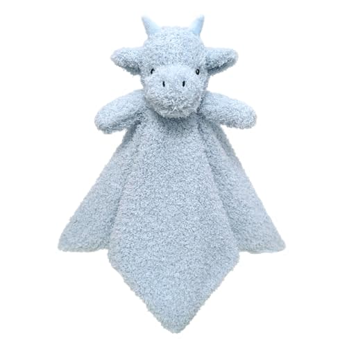 Baby Blue Dragon Soft Stuffed Animal Security Blanket, Plush Dinosaur Character Lovey Blanket, Baby Shower/Nursery Gift, Newborn Infant Toddler Snuggle Blankie for Boys Girls, 14 Inches