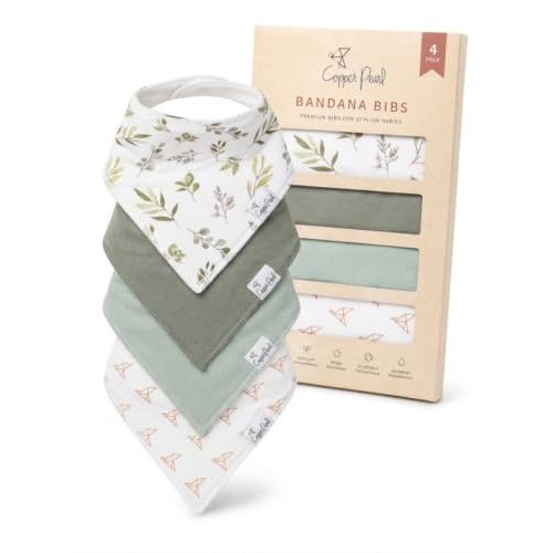 Copper Pearl Baby Bibs 4 Pack & 6 Pack, Bandana Drool Bibs for Baby Girl & Boy, Soft Cotton Bibs for Drooling and Teething