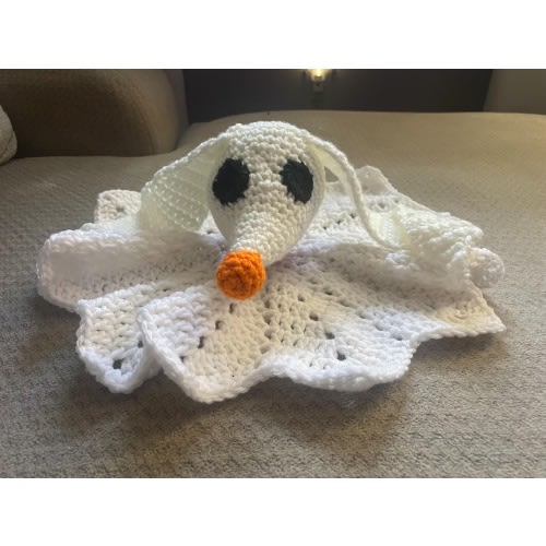 Handmade crotchet Zero lovey. Cute Halloween gift, or gift for that someone that loves the spooky time of year! Great baby shower gift!