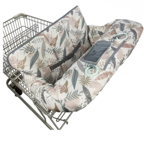 Shopping Cart Cover for Baby, 2 in 1 High Chair Cover for Restaurant seat & Grocery Cart Cover for Babies, Thick Padded with Clear Phone Pouch, Machine Washable, Leaves