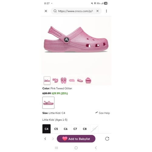 Toddler Classic Glitter Clog - Crocs