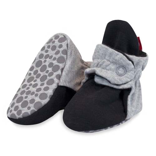 Organic Cotton Gripper Baby Bootie - Heather Gray/Black – Zutano
