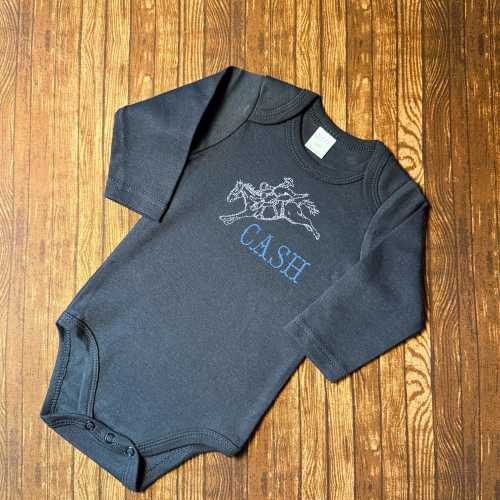 Western Baby Boy Bronc Rider Personalized Bodysuit: Two Color Options