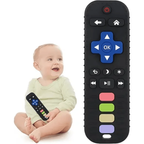 Chuya Baby Teether Toy Chew Toys for Babies 3-24 Months TV Remote Control Shape Teething Relief for Infants (Black)