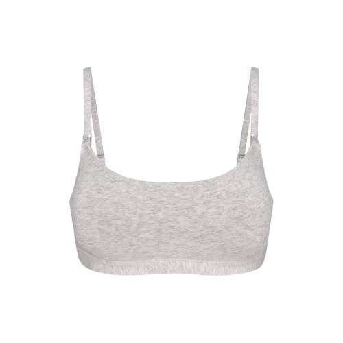 COTTON JERSEY MATERNITY NURSING SCOOP BRALETTE | LIGHT HEATHER GREY