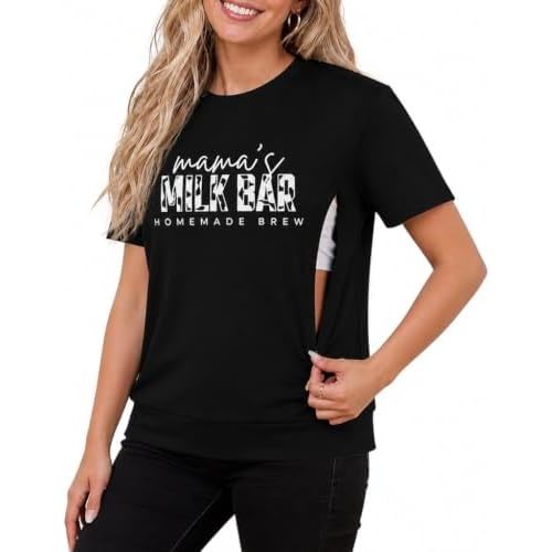 Nursing Tops for Breastfeeding Women Friendly Zipper Nursing Shirts for Breastfeeding Casual Maternity Nursing Tshirt