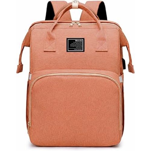 houscly Diaper Bag Backpack with Changing Station: Peach Pink Baby Bags for Girls Boys New Mom Gifts Pañaleras Para Bebe Baby Girl Newborn Essentials Must Haves Baby Shower Gifts Baby Registry
