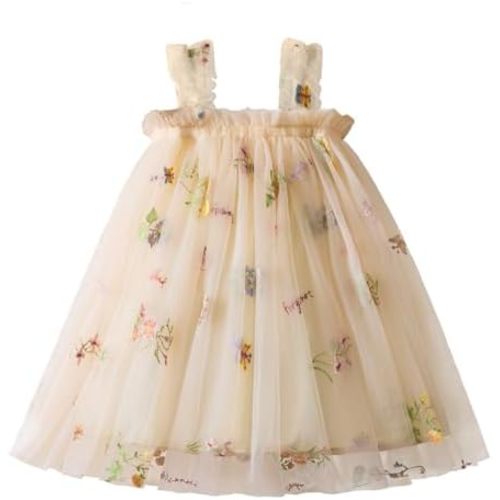 NNJXD Baby Girl Tulle Dress Casual Flower Embroidery Toddler Dresses