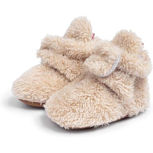 Sawimlgy Newborn Infant Baby Girl Boy Cotton Booties Stay On Sock Slippers Soft Bedroom Shoes Non-Skid Ankle Boots With Grippers Toddler Crib Warm Shoe First Walker Birthday Shower