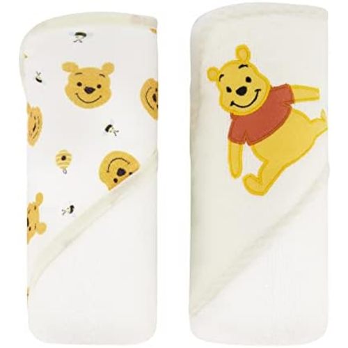 Disney Cudlie Baby Winnie The Pooh 2 Pack Rolled/Carded Hooded Towels in Sweet Life Print, 1 Count