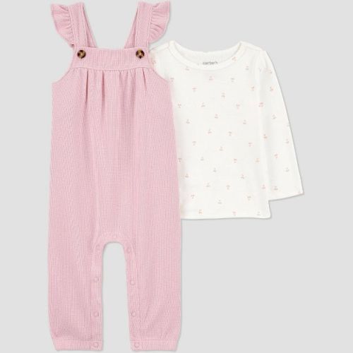 Carter's Just One You® Baby Girls' 2pc Cherry Ruffle Jumper Set - Pink