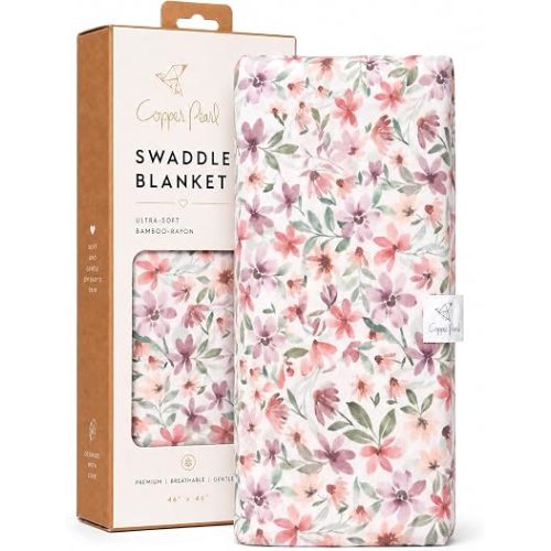 Copper Pearl Swaddle Blankets for Newborns | Soft Stretchy Receiving Blankets for Boys and Girls | Large 46 x 46 Inch Baby Blankets | Lightweight and Breathable Swaddles | Natalie