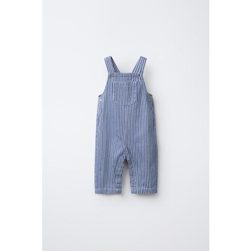 STRIPED TWILL OVERALLS - Blue / White | ZARA United States
