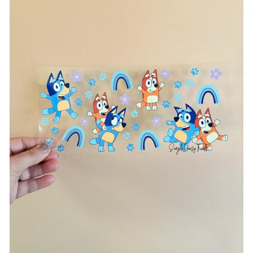 UV DTF Bluey Cup Wrap, uvdtf cup and tumbler stickers, ships fast
