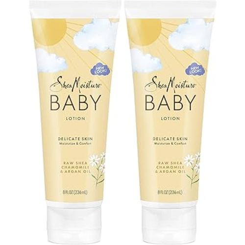 SheaMoisture Baby Lotion for Dry Skin and Clear Skin Raw Shea, Chamomile and Argan Oil with Shea Butter 8 oz (Pack of 2)
