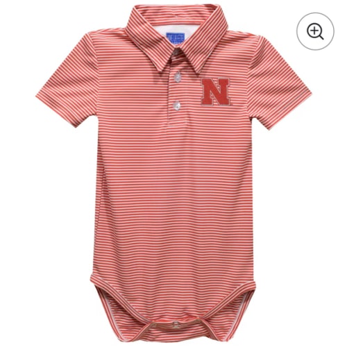 Infant Vive La Fete Red Nebraska Huskers Polo Pencil Stripe Bodysuit