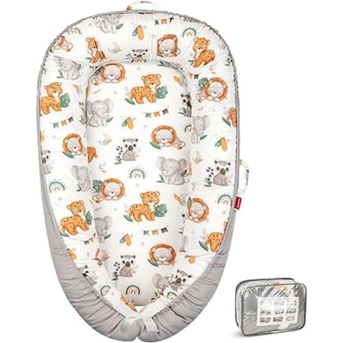 Baby Lounger - Breathable & Soft Baby Nest, Portable and Lightweight Tummy Time Lounger for Home and Travel, Ideal Newborn Babies Essentials Baby Shower Gifts