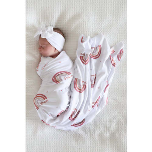 Girlie Rainbow Personalized Baby Name Swaddle
