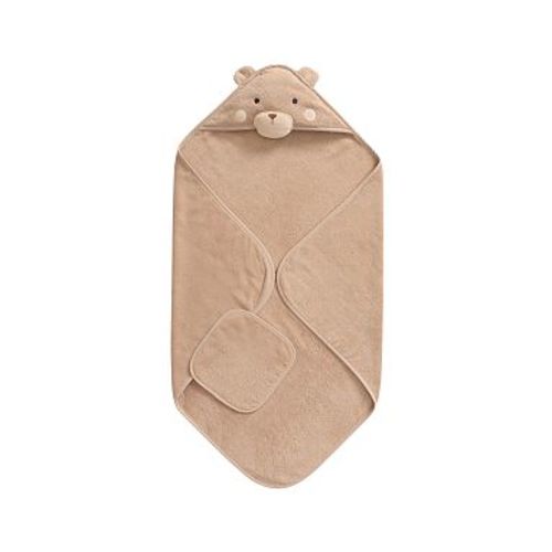 Super Soft Bear Baby Hooded Towel & Washcloth Set , Light Brown
