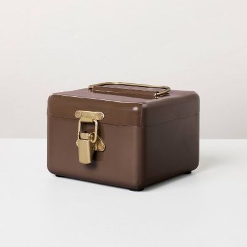 5" Small Metal Box Set with Brass Hardware Brown - Hearth & Hand™ with Magnolia
