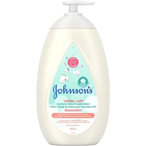 Johnson's Baby Newborn Face and Body Lotion, CottonTouch Cream, Hypoallergenic and Paraben-Free Moisturization for Baby's Sensitive Skin, Made with Real Cotton 800ml