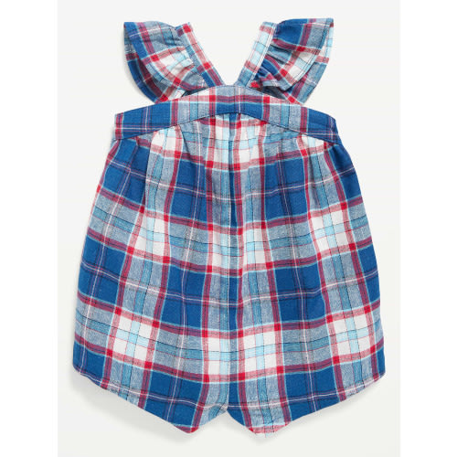 Printed Sleeveless Linen-Blend Romper for Baby