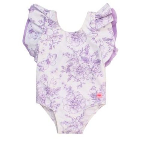 RuffleButts Girls UPF50+ Butterfly One Piece Swimsuit