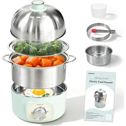 FeeKaa Baby Food Steamer Electric Steamers Stainless Steel Double-Tier