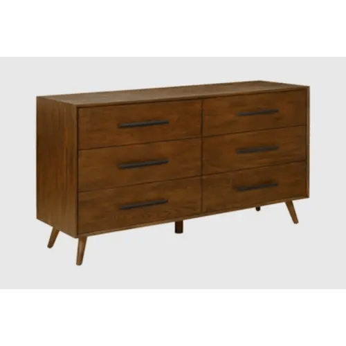 Evan Brown Pecan Wood 33" 6 Drawer Dresser