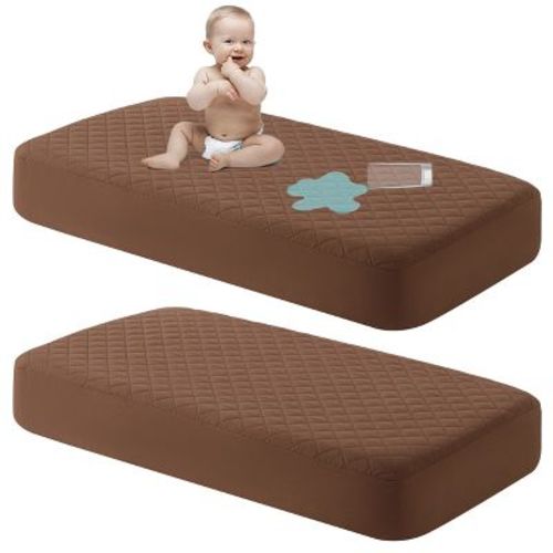 2 Pack Toddler Waterproof Crib Mattress Protectors, Quilted & Breathable Fitted Crib Pad Cover - NTBAY
