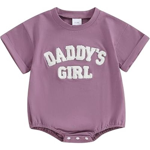 Sejardin Newborn Baby Girl Romper Daddys Girl Summer Clothes Short Sleeve Round Neck Playsuit Infant Girl Outfit