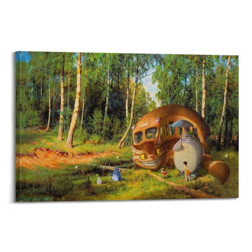 Anime My Neighbor Totoro Painting Vintage Poster Picture Print Wall Art Poster Painting Canvas Posters Artworks Gift Room Aesthetic
