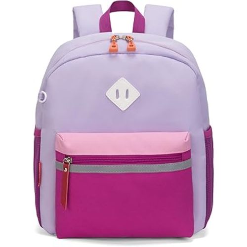 HawLander Little Kids Backpack for Boys or Girls, Toddler School Bag Fits 3 to 6 years old, Light Purple, 12 Inch