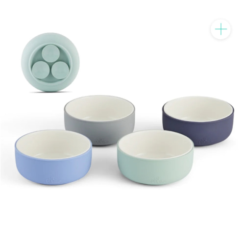 Porcelain Bowl with Silicone Suction Sleeves