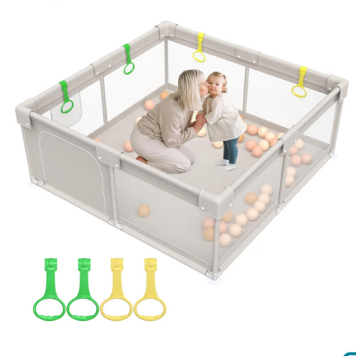 ZEEBABA Baby Playpen, Big Play Pen for Babies(59x59x27inch), Kids Safe Play Center for Babies and Toddlers, Baby Fence Gives Mommy a Break